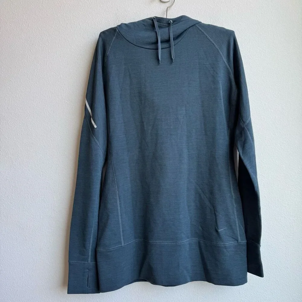 Nike Training Wool Blend Running Hooded Long Torse Hoodie Gray Size Medium